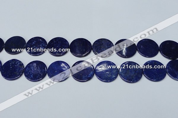 CNL1280 15.5 inches 25mm flat round natural lapis lazuli beads