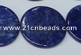 CNL1281 15.5 inches 30mm flat round natural lapis lazuli beads