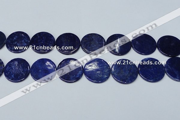 CNL1281 15.5 inches 30mm flat round natural lapis lazuli beads