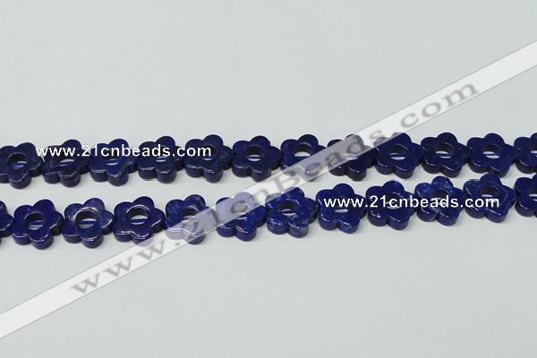 CNL1311 15.5 inches 18mm carved flower natural lapis lazuli beads