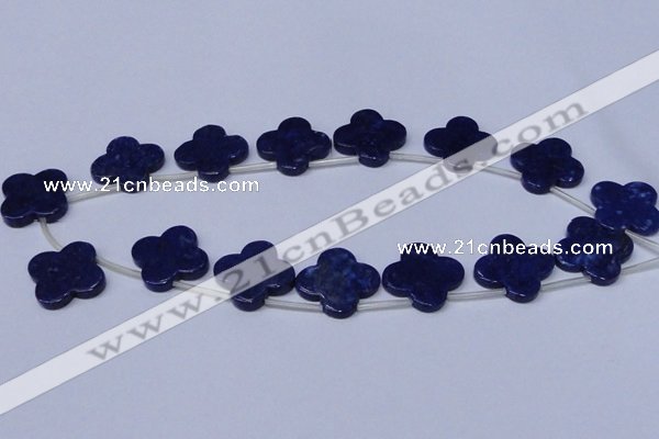 CNL1317 Top drilled 24mm flower natural lapis lazuli beads