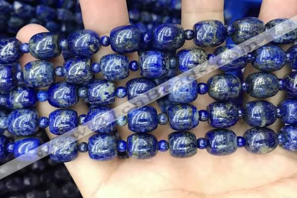 CNL1686 15.5 inches 4mm round & 9*9mm drum lapis lazuli beads