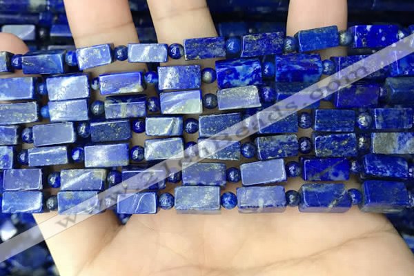 CNL1689 4mm round & 5*10mm - 6*12mm cuboid lapis lazuli beads