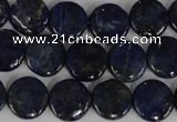 CNL452 15.5 inches 12mm flat round natural lapis lazuli beads