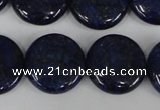 CNL456 15.5 inches 20mm flat round natural lapis lazuli beads