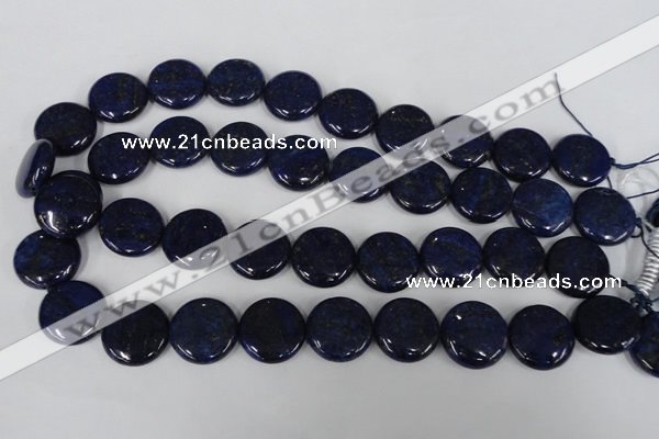 CNL456 15.5 inches 20mm flat round natural lapis lazuli beads