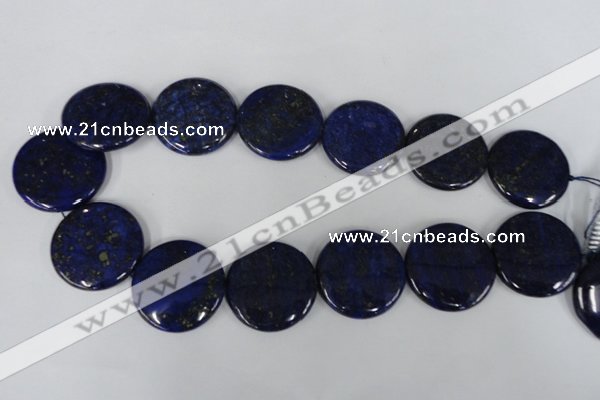 CNL458 15.5 inches 30mm flat round natural lapis lazuli beads