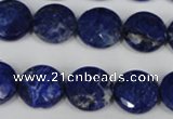 CNL472 15.5 inches 14mm faceted coin natural lapis lazuli beads