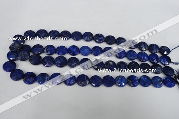 CNL472 15.5 inches 14mm faceted coin natural lapis lazuli beads