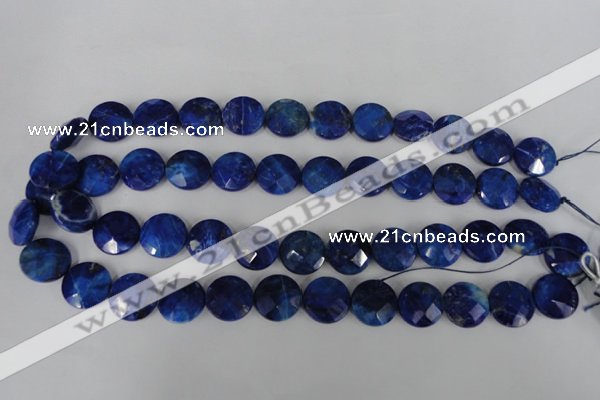 CNL473 15.5 inches 16mm faceted coin natural lapis lazuli beads