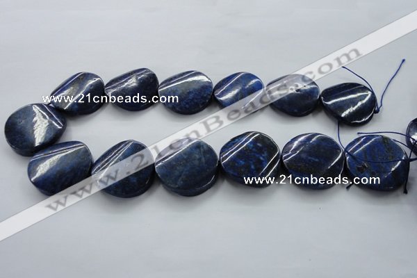 CNL698 15.5 inches 30mm twisted coin natural lapis lazuli beads