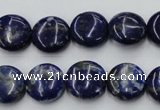 CNL732 15.5 inches 14mm flat round natural lapis lazuli gemstone beads