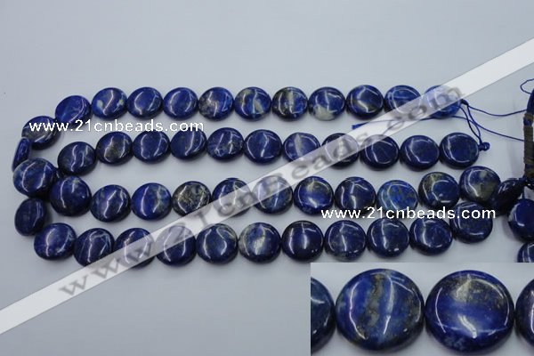 CNL733 15.5 inches 16mm flat round natural lapis lazuli gemstone beads