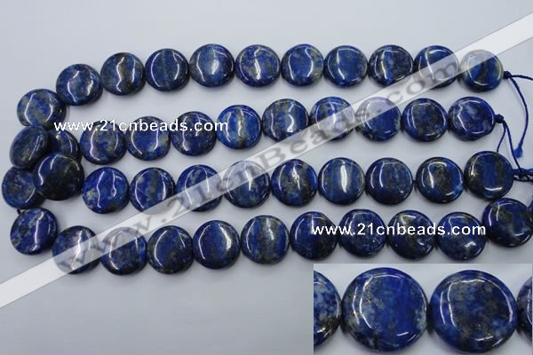 CNL734 15.5 inches 18mm flat round natural lapis lazuli gemstone beads