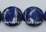 CNL737 15.5 inches 25mm flat round natural lapis lazuli gemstone beads