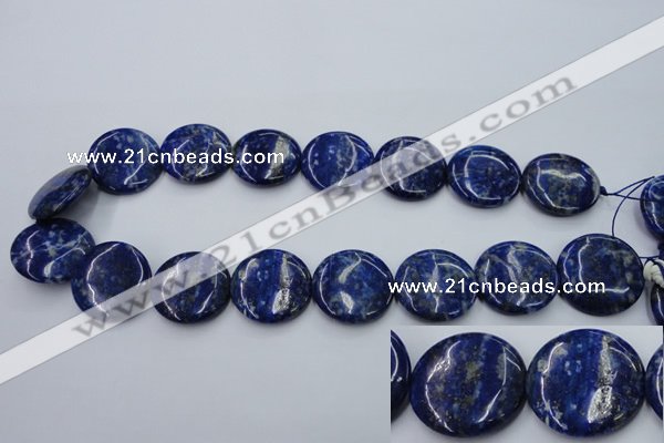 CNL737 15.5 inches 25mm flat round natural lapis lazuli gemstone beads