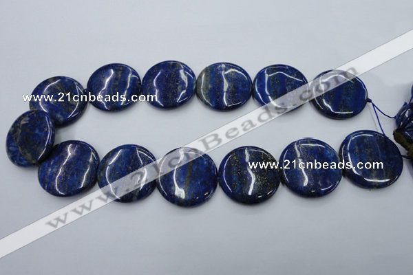 CNL738 15.5 inches 30mm flat round natural lapis lazuli gemstone beads