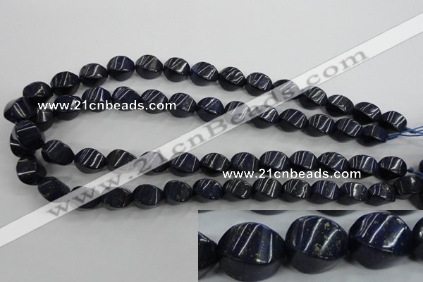 CNL920 15.5 inches 10*14mm twisted rice natural lapis lazuli beads