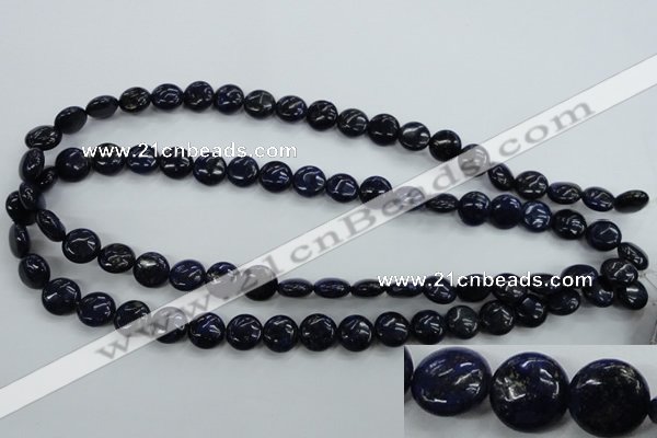 CNL923 15.5 inches 10mm flat round natural lapis lazuli gemstone beads