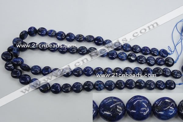 CNL924 15.5 inches 12mm flat round natural lapis lazuli gemstone beads