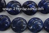 CNL926 15.5 inches 16mm flat round natural lapis lazuli gemstone beads