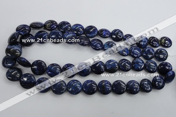 CNL926 15.5 inches 16mm flat round natural lapis lazuli gemstone beads