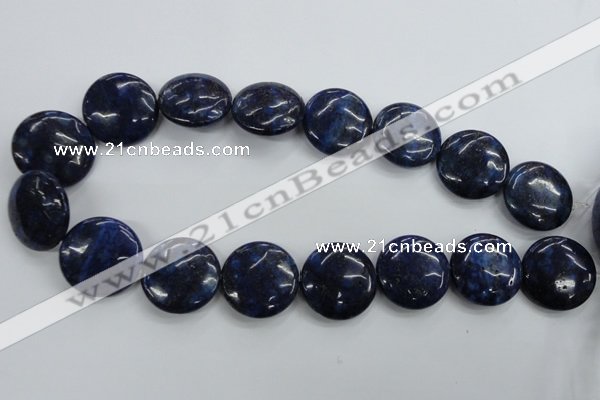 CNL929 15.5 inches 25mm flat round natural lapis lazuli gemstone beads