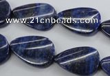 CNL985 15.5 inches 17*25mm twisted flat teardrop natural lapis lazuli beads