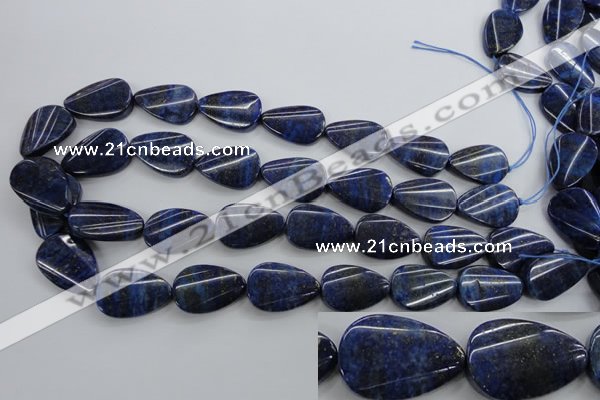 CNL985 15.5 inches 17*25mm twisted flat teardrop natural lapis lazuli beads