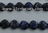 CNL991 15.5 inches 10mm carved flower natural lapis lazuli gemstone beads