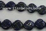 CNL993 15.5 inches 13mm carved flower natural lapis lazuli gemstone beads