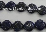 CNL993 15.5 inches 13mm carved flower natural lapis lazuli gemstone beads