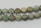 CNS08 16 inches 8mm flat round natural serpentine jasper beads