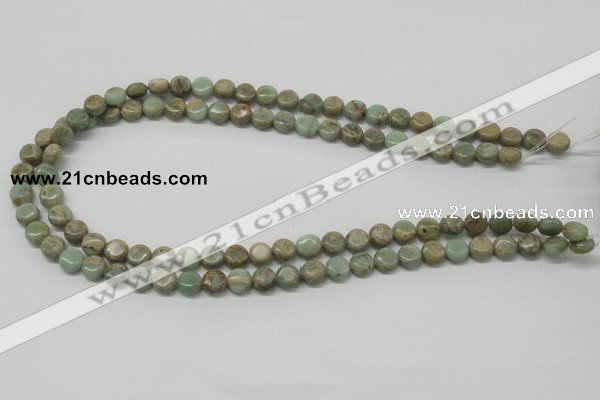 CNS08 16 inches 8mm flat round natural serpentine jasper beads