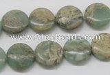 CNS10 16 inches 14mm flat round natural serpentine jasper beads