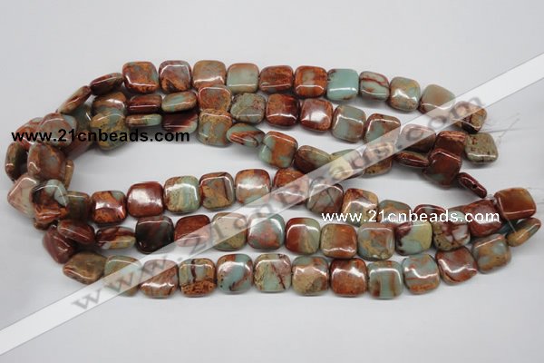 CNS104 15.5 inches 14*14mm square natural serpentine jasper beads