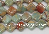 CNS118 15.5 inches 10*10mm diamond natural serpentine jasper beads