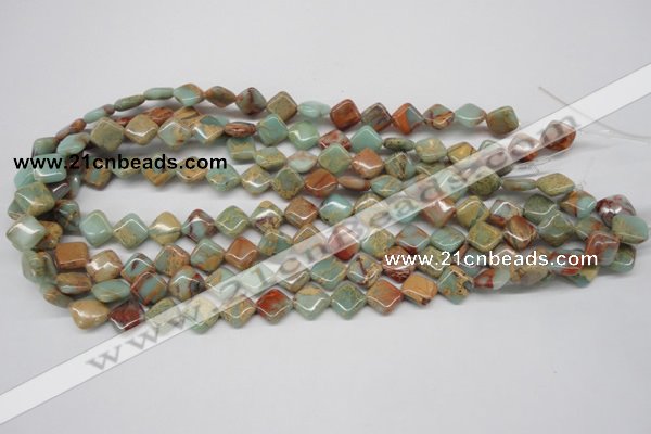 CNS118 15.5 inches 10*10mm diamond natural serpentine jasper beads