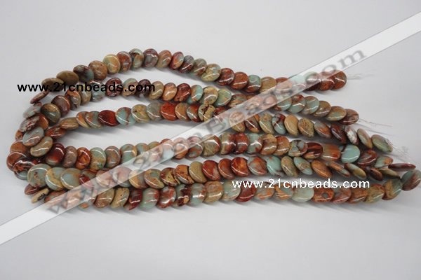 CNS124 15.5 inches 12mm flat round natural serpentine jasper beads