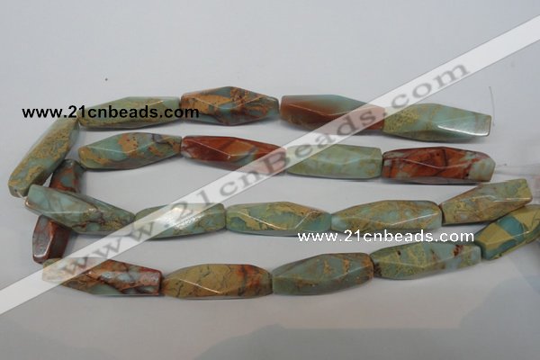 CNS134 15.5 inches 12*40mm faceted rice natural serpentine jasper beads