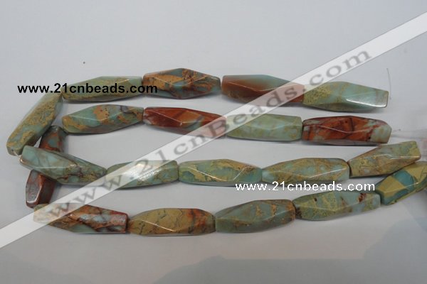 CNS134 15.5 inches 12*40mm faceted rice natural serpentine jasper beads