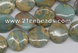 CNS161 15.5 inches 16mm flat round natural serpentine jasper beads