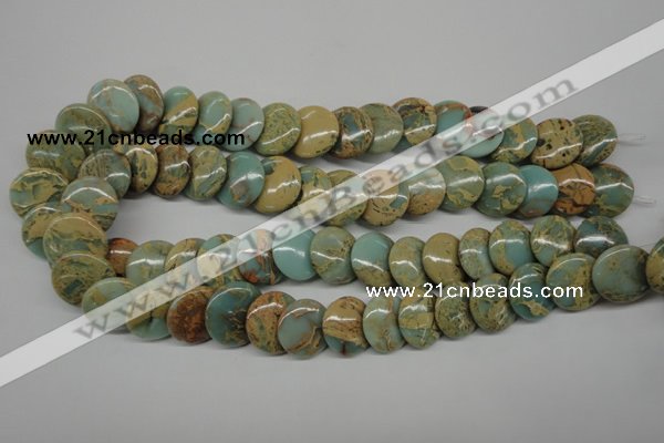 CNS175 15.5 inches 18mm flat round natural serpentine jasper beads