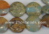 CNS190 15.5 inches 18mm flat round natural serpentine jasper beads