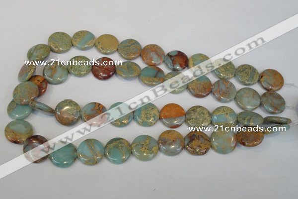 CNS190 15.5 inches 18mm flat round natural serpentine jasper beads