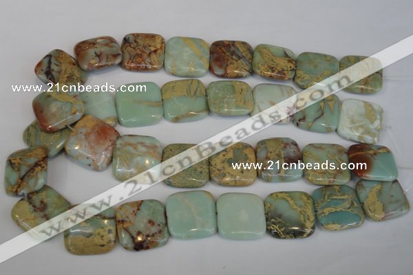 CNS195 15.5 inches 25*25mm square natural serpentine jasper beads