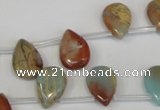 CNS199 Top-drilled 10*14mm flat teardrop natural serpentine jasper beads