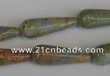 CNS201 15.5 inches 10*30mm teardrop natural serpentine jasper beads