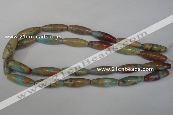 CNS204 15.5 inches 10*30mm rice natural serpentine jasper beads