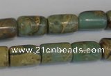 CNS205 15.5 inches 10*14mm drum natural serpentine jasper beads